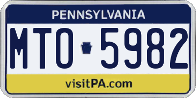 PA license plate MTO5982