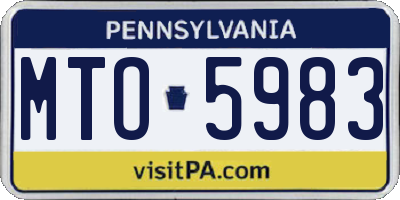 PA license plate MTO5983