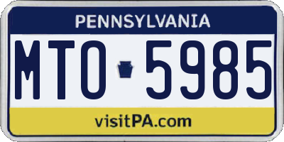 PA license plate MTO5985
