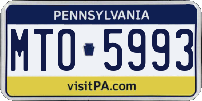 PA license plate MTO5993