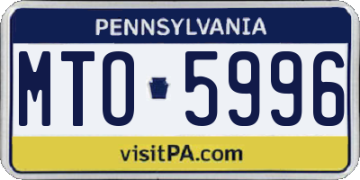 PA license plate MTO5996