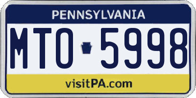 PA license plate MTO5998