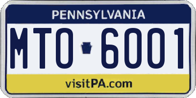 PA license plate MTO6001