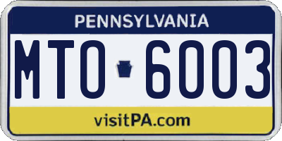 PA license plate MTO6003