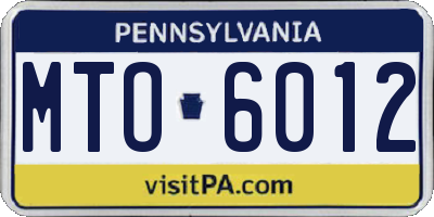 PA license plate MTO6012