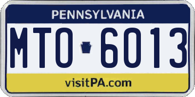 PA license plate MTO6013