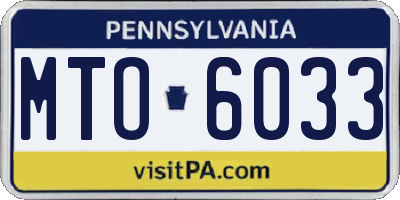 PA license plate MTO6033