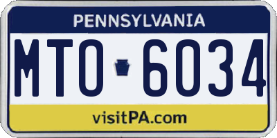PA license plate MTO6034