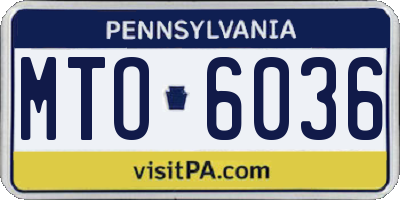 PA license plate MTO6036