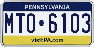 PA license plate MTO6103