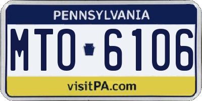 PA license plate MTO6106