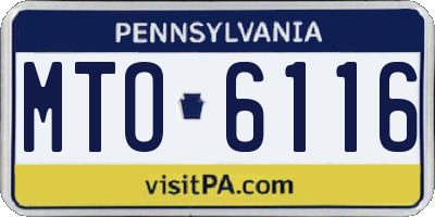 PA license plate MTO6116