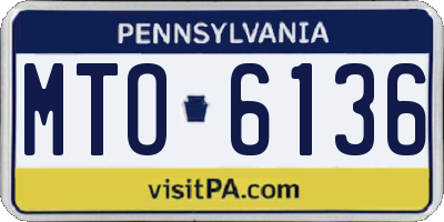 PA license plate MTO6136
