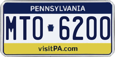 PA license plate MTO6200