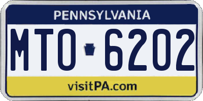 PA license plate MTO6202