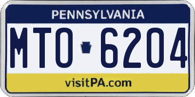 PA license plate MTO6204