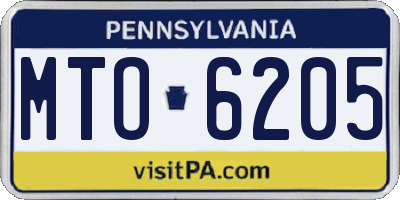 PA license plate MTO6205