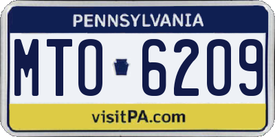 PA license plate MTO6209