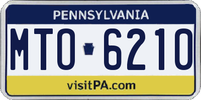 PA license plate MTO6210