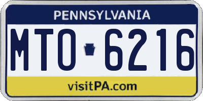 PA license plate MTO6216