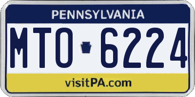 PA license plate MTO6224