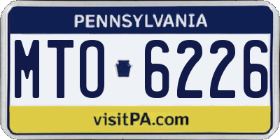 PA license plate MTO6226
