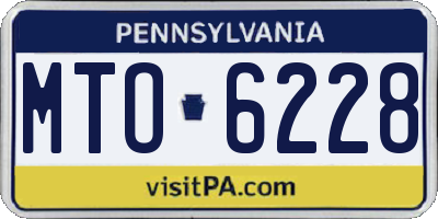PA license plate MTO6228