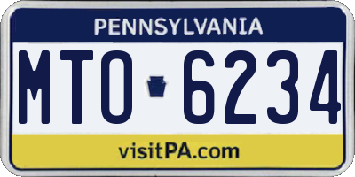 PA license plate MTO6234