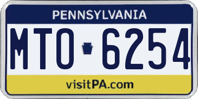 PA license plate MTO6254