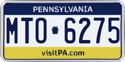 PA license plate MTO6275