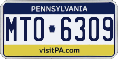 PA license plate MTO6309