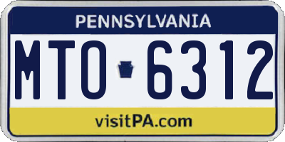 PA license plate MTO6312