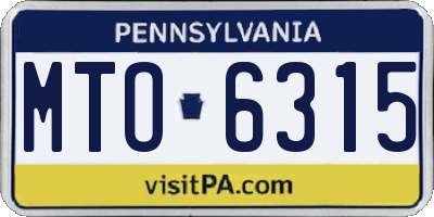 PA license plate MTO6315