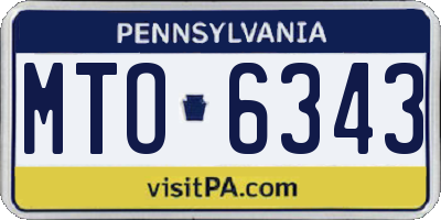 PA license plate MTO6343
