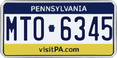 PA license plate MTO6345