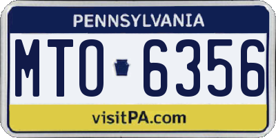 PA license plate MTO6356