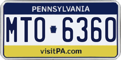 PA license plate MTO6360