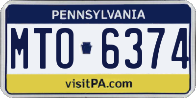 PA license plate MTO6374