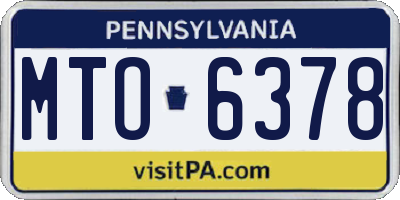 PA license plate MTO6378