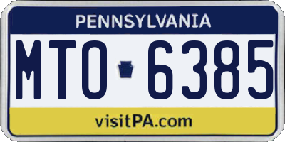 PA license plate MTO6385