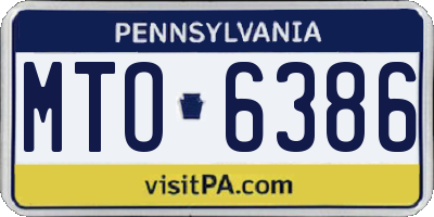 PA license plate MTO6386
