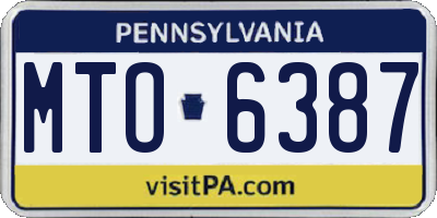 PA license plate MTO6387