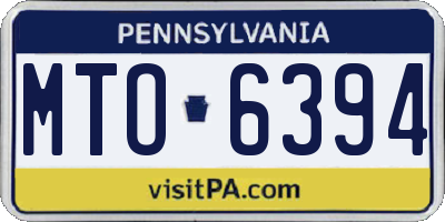 PA license plate MTO6394
