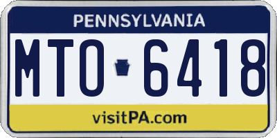 PA license plate MTO6418