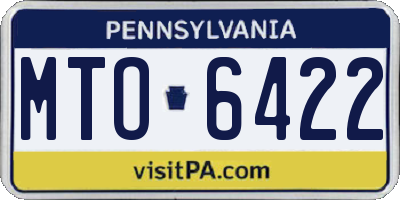 PA license plate MTO6422