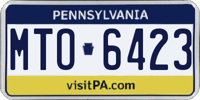 PA license plate MTO6423