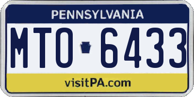 PA license plate MTO6433