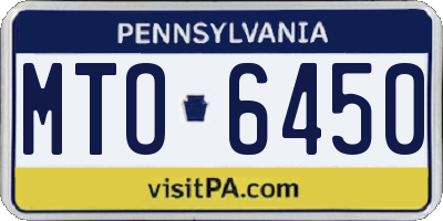 PA license plate MTO6450