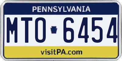 PA license plate MTO6454
