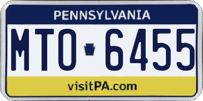 PA license plate MTO6455